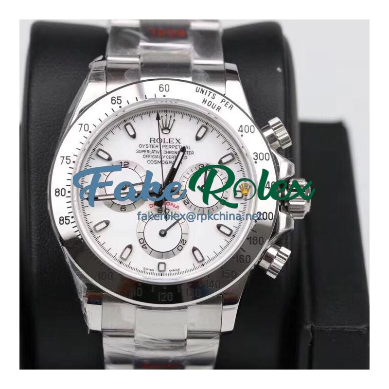 Replica Rolex Daytona Cosmograph 116520 GM Stainless Steel 904L White Dial Swiss 4130 Run 6@SEC