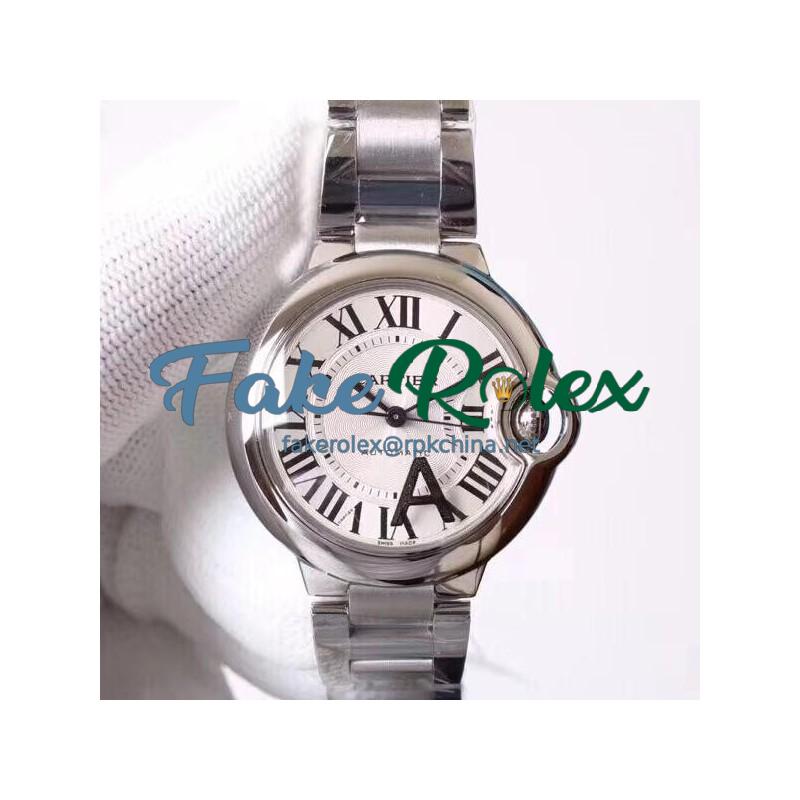 Replica Ballon Bleu De Cartier 33MM W6920071 AF Stainless Steel Silver Dial Seiko NH05A