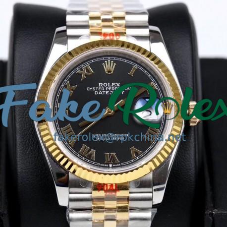 Replica Rolex Datejust 36MM 116233 GM Stainless Steel 904L & Yellow Gold Black Dial Swiss 2824-2