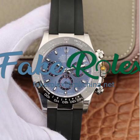 Replica Rolex Daytona Cosmograph 116519LN Noob V2 Stainless Steel 904L Blue Dial Swiss 4130 Run 6@SEC