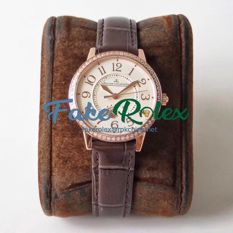 Replica Jaeger-LeCoultre Ladies Rendez-Vous Night & Day 3442440 34MM ZF Rose Gold & Diamonds White Dial Swiss 898A/1