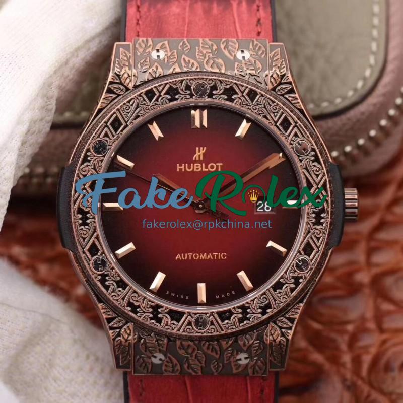 Replica Hublot Classic Fusion Arturo Fuente Limited Edition 511.OX.6670.LR.OPX17 SR Rose Gold Red Dial Swiss 2892