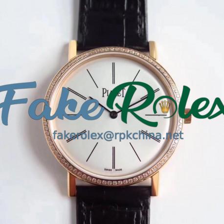 Replica Piaget Altiplano G0A36125 OX Rose Gold & Diamonds White Dial M9015