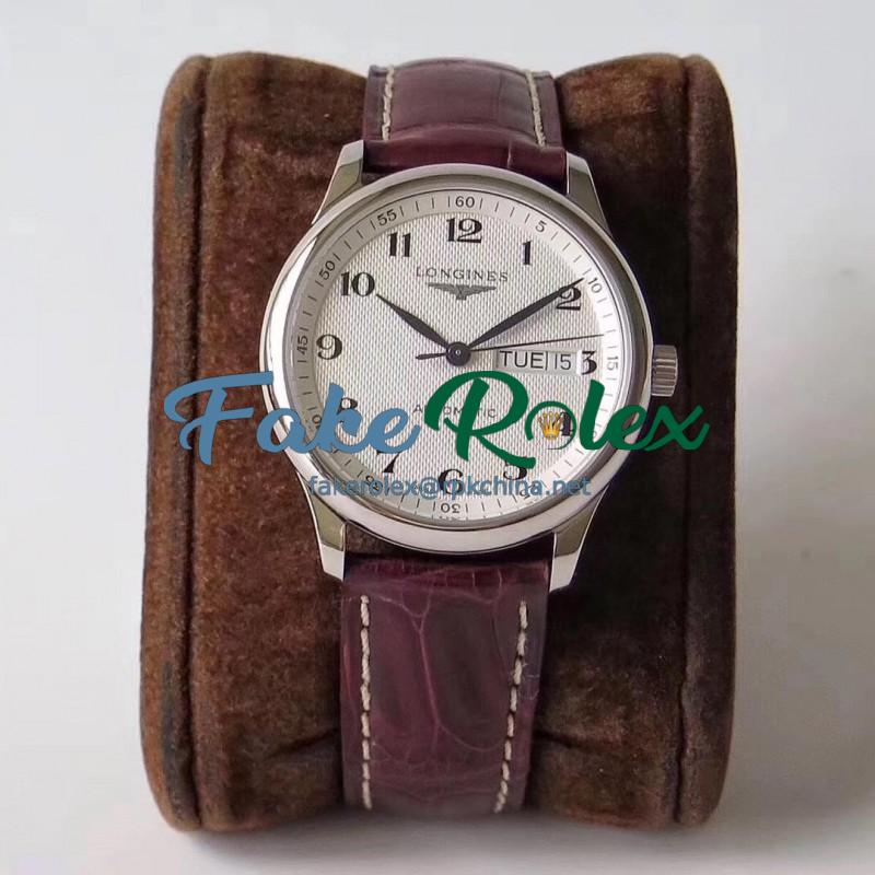 Replica Longines Master Day-Date L2.755.4.78.3 KZ Stainless Steel Silver Dial Swiss L636