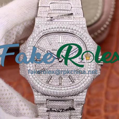 Replica Patek Philippe Nautilus Jumbo 5719/10G-010 DM Stainless Steel & Diamonds Diamond Dial Swiss 324SC