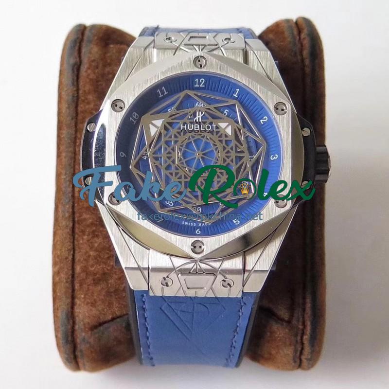 Replica Hublot Big Bang Sang Titanium Blue 415.NX.7179.VR.1704.MXM18 TMF Titanium Blue Dial Swiss HUB1213 UNICO Manufacture