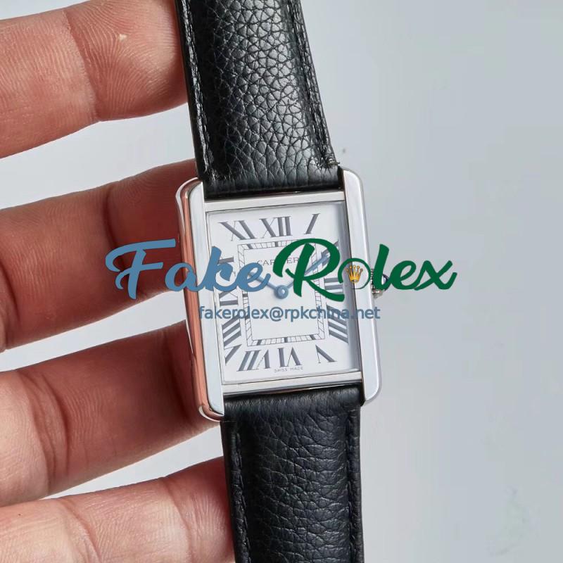 Replica Cartier Tank Solo Ladies 31MM WSTA0030 AF Stainless Steel Silver Dial Swiss Ronda Quartz