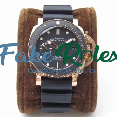 Replica Panerai Luminor Submersible 1950 3 Days PAM684 ZF Rose Gold & Ceramic Black Dial Swiss P9010