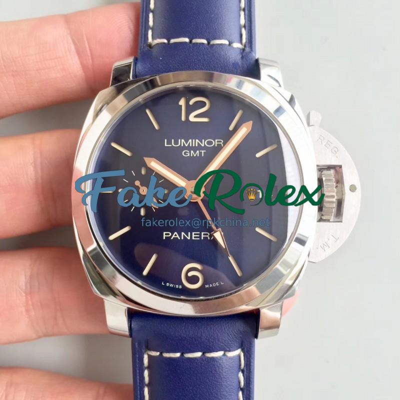 Replica Panerai Luminor 1950 3 Days GMT Acciaio PAM688 VS V2 Stainless Steel Blue Dial Swiss P9001