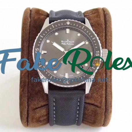 Replica Blancpain Fifty Fathoms Bathyscaphe 5000-1110-B52A ZF Stainless Steel Shiny Black Dial Swiss 1315