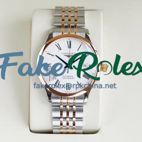 Replica Longines Record L2.821.4.11.6 AF Stainless Steel & Rose Gold White Dial Swiss L888.4