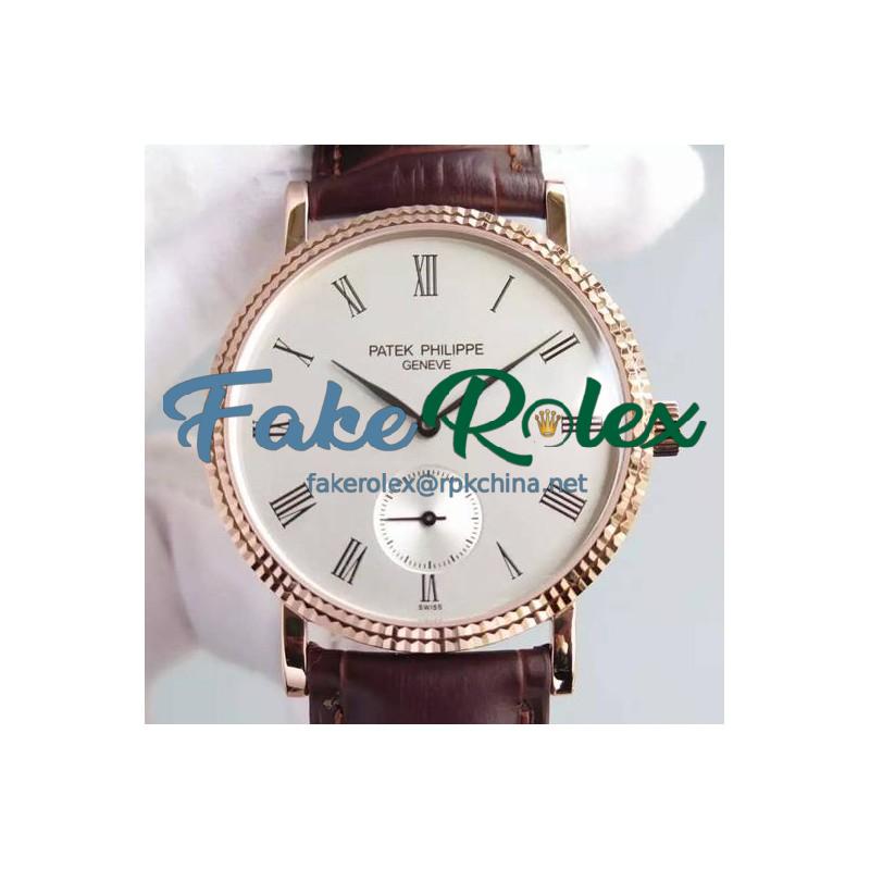 Replica Patek Philippe Calatrava 5119R Rose Gold White Dial Swiss 215PS