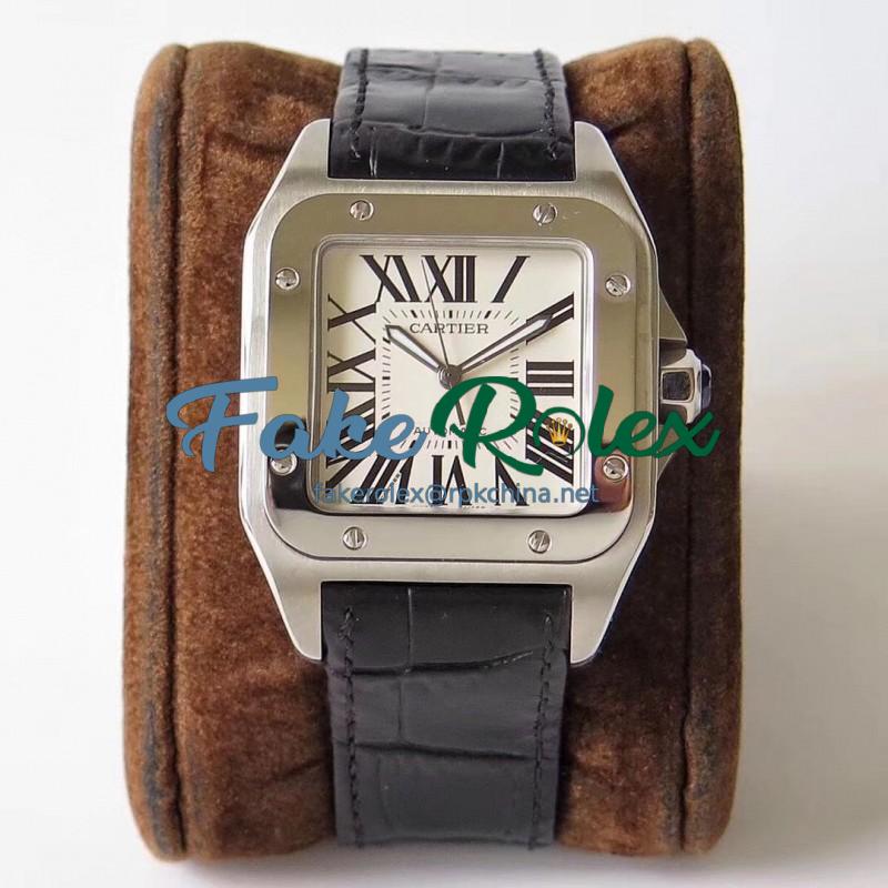 Replica Cartier Santos 100 38MM W20073X8 KZ Stainless Steel White Dial Swiss 2824-2