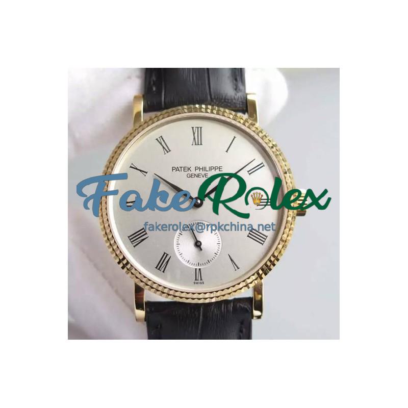 Replica Patek Philippe Calatrava 5119R Yellow Gold White Dial Swiss 215PS