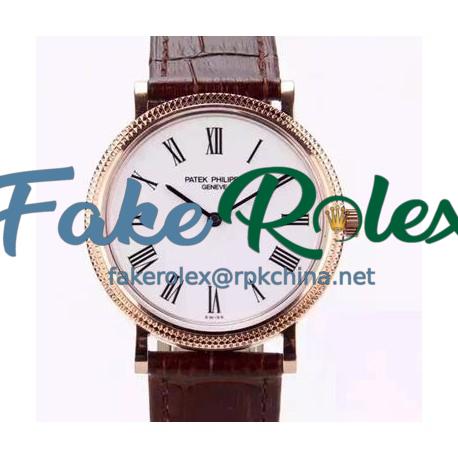 Replica Patek Philippe Calatrava 5120R Rose Gold White Dial Swiss PP 240