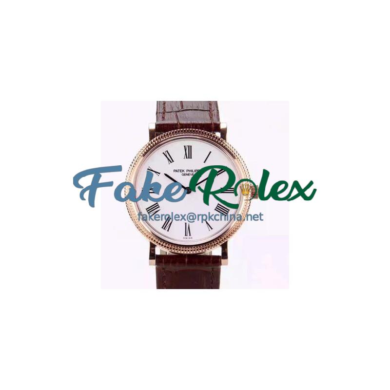 Replica Patek Philippe Calatrava 5120R Rose Gold White Dial Swiss PP 240