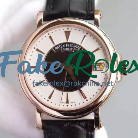 Replica Patek Philippe Calatrava 5153 Rose Gold White & Black Dial Swiss 324SC