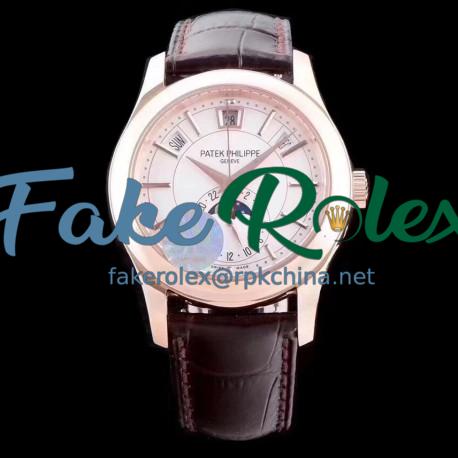 Replica Patek Philippe Annual Calendar 5205R-001 KM Rose Gold White Dial Swiss 324SQALU 24H/206