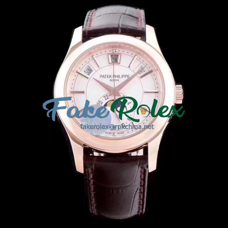 Replica Patek Philippe Annual Calendar 5205R-001 KM Rose Gold White Dial Swiss 324SQALU 24H/206