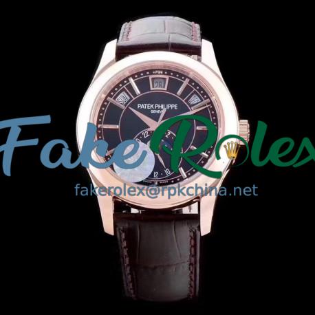 Replica Patek Philippe Annual Calendar 5205R-010 KM Rose Gold Black Dial Swiss 324SQALU 24H/206