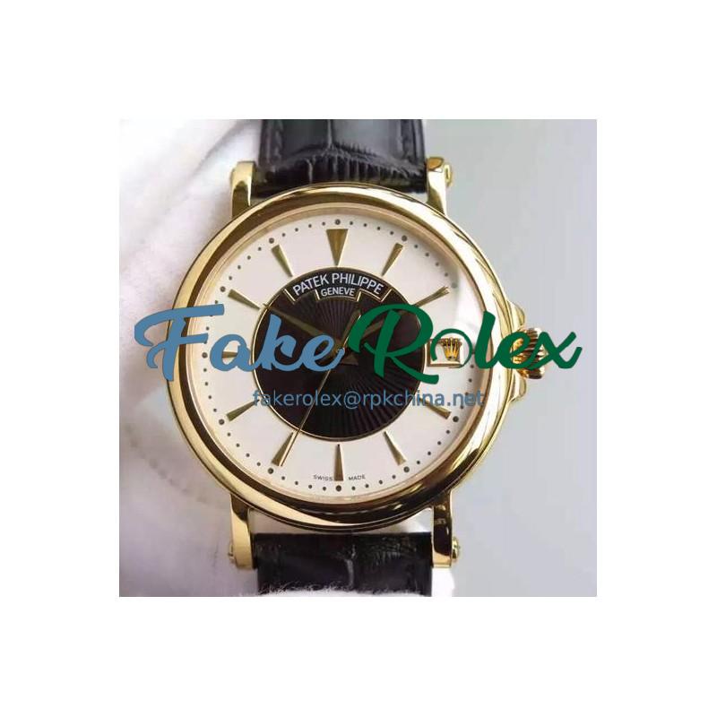 Replica Patek Philippe Calatrava 5153 Yellow Gold White & Black Dial Swiss 324SC