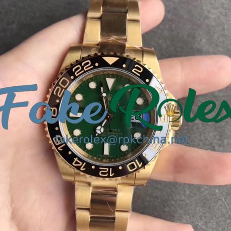 Replica Rolex GMT-Master II 116718LN EW Yellow Gold Green Dial Swiss 2836-2