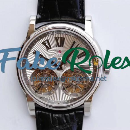 Replica Roger Dubuis Hommage Double Flying Tourbillon RDDBHO0562 JB Stainlesse Steel Silver Dial Swiss RD100