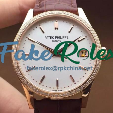 Replica Patek Philippe Calatrava 5296 Rose Gold Diamonds Bezel Swiss 324SC