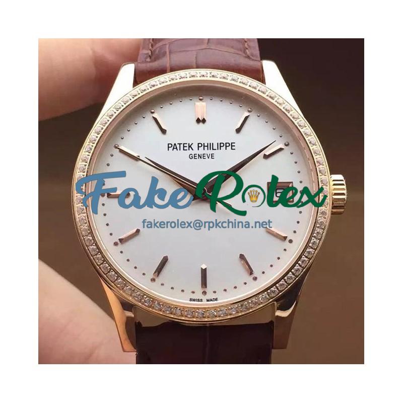 Replica Patek Philippe Calatrava 5296 Rose Gold Diamonds Bezel Swiss 324SC