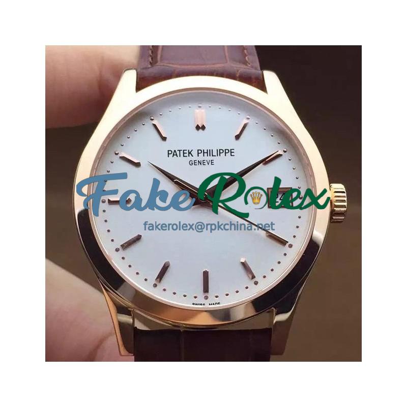 Replica Patek Philippe Calatrava 5296 Rose Gold White Dial Swiss 324SC