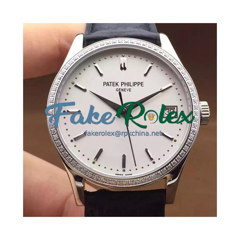 Replica Patek Philippe Calatrava 5296 Stainless Steel Diamonds Bezel Swiss 324SC