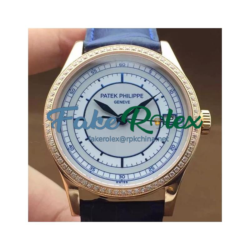 Replica Patek Philippe Calatrava 5296 Rose Gold Diamonds Bezel Swiss 324SC