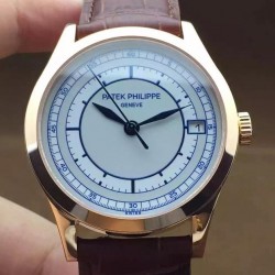 Replica Patek Philippe Calatrava 5296 Rose Gold White & Blue Dial Swiss 324SC