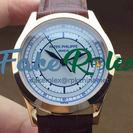 Replica Patek Philippe Calatrava 5296 Rose Gold White & Blue Dial Swiss 324SC