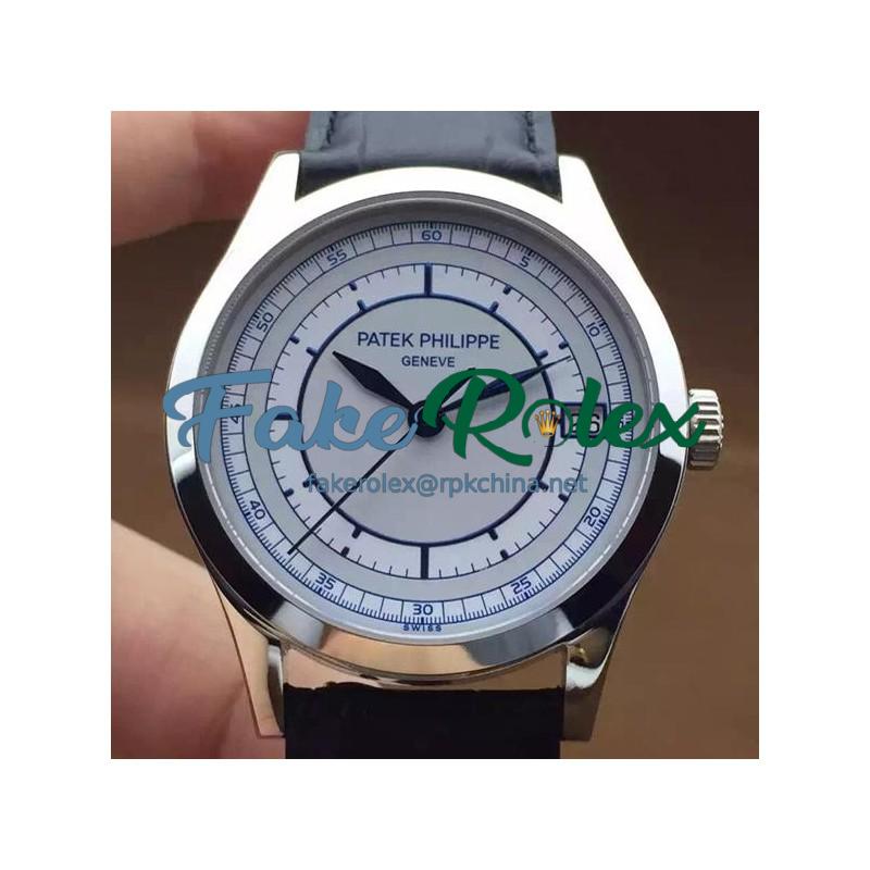 Replica Patek Philippe Calatrava 5296 Stainless Steel White & Blue Dial Swiss 324SC