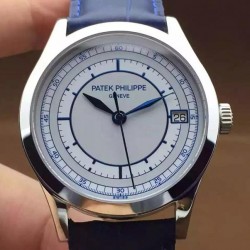 Replica Patek Philippe Calatrava 5296 Stainless Steel White & Blue Dial Swiss 324SC