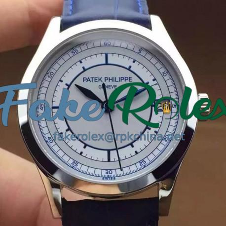 Replica Patek Philippe Calatrava 5296 Stainless Steel White & Blue Dial Swiss 324SC