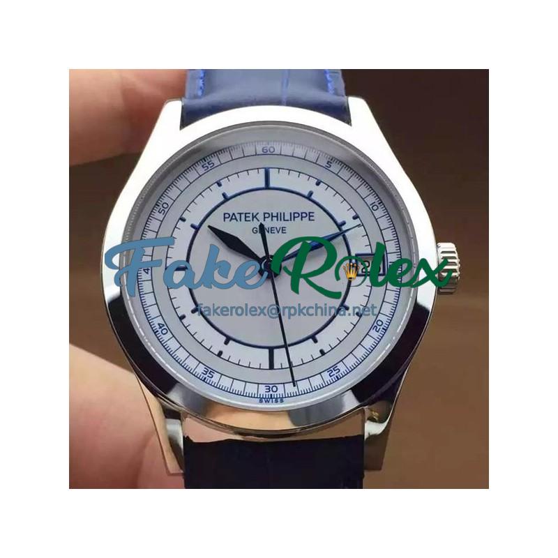 Replica Patek Philippe Calatrava 5296 Stainless Steel White & Blue Dial Swiss 324SC