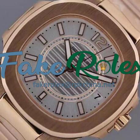 Replica Patek Philippe Nautilus 7011 Ladies Rose Gold White Dial Swiss Eta Quartz