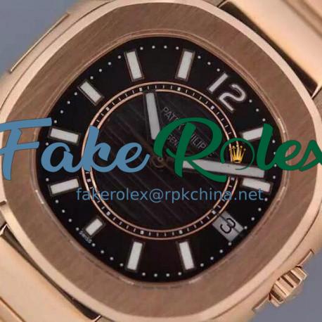 Replica Patek Philippe Nautilus 7011 Ladies Rose Gold Black Dial Swiss Eta Quartz