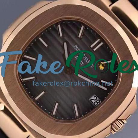 Replica Patek Philippe Nautilus Jumbo 5711 Rose Gold Gray Dial Swiss 2824