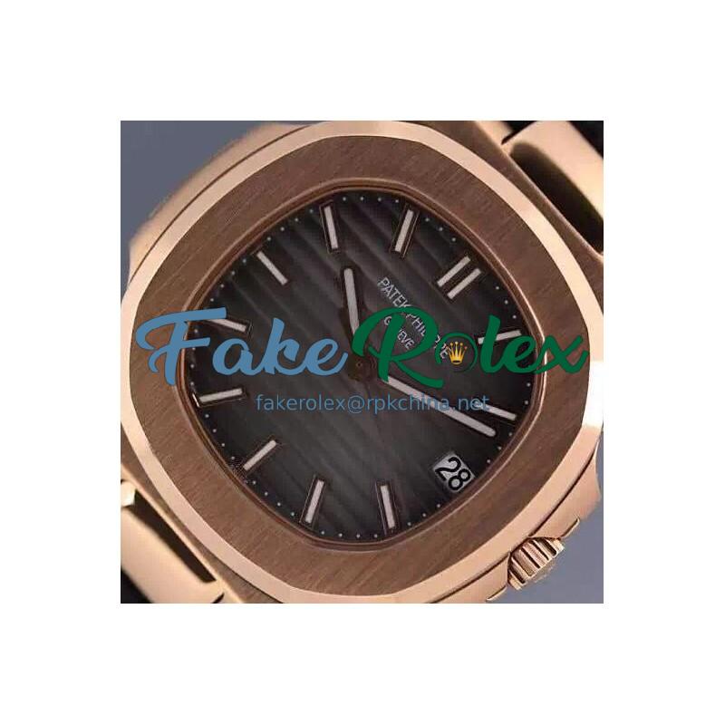 Replica Patek Philippe Nautilus Jumbo 5711 Rose Gold Gray Dial Swiss 2824