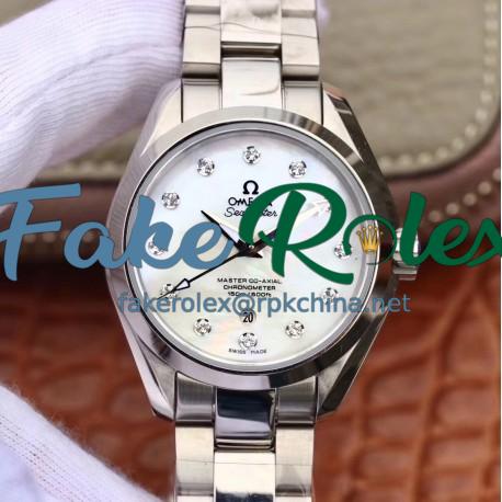 Replica Omega Seamaster Aqua Terra 150M Ladies 34MM 220.10.34.20.55.001 3S Stainless Steel Mother Of Pearl Dial Swiss 8520