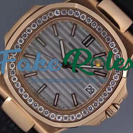 Replica Patek Philippe Nautilus Jumbo 5711 Rose Gold Diamonds Bezel Swiss 2824