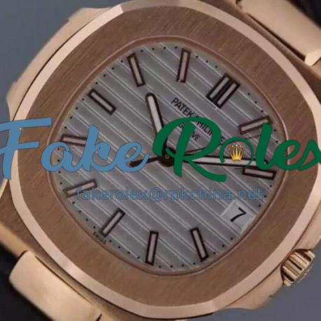 Replica Patek Philippe Nautilus Jumbo 5711 Rose Gold White Dial Swiss 2824