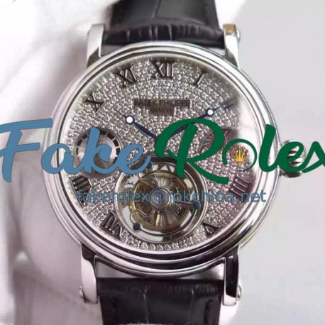 Replica Patek Philippe Tourbillon Moonphase Power Reserve Stainless Steel Diamonds Dial Swiss Tourbillon