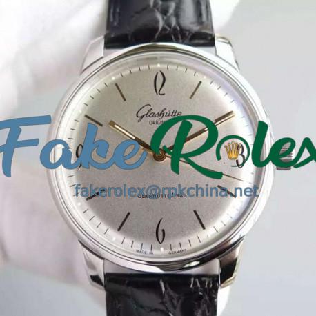 Replica Glashutte Senator Sixties Stainless Steel White Dial Swiss Caliber 39-52