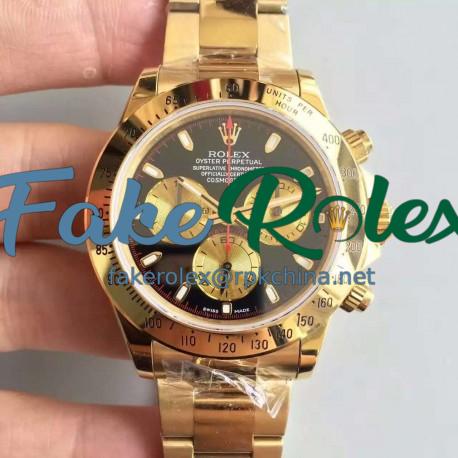 Replica Rolex Daytona Cosmograph 116508 JH Yellow Gold Black Dial Dial Swiss 4130 Run 6@SEC