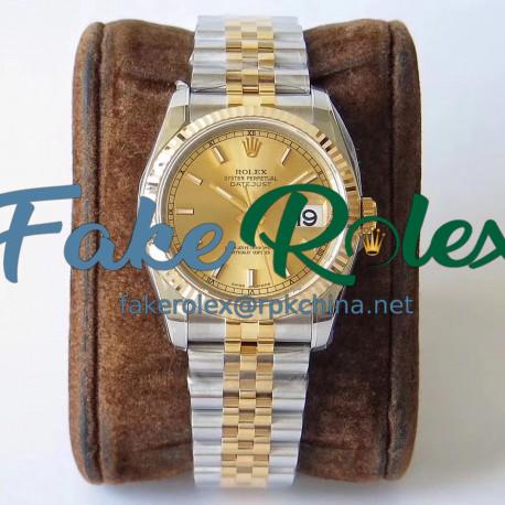 Replica Rolex Datejust 36MM 116233 AR V2 Stainless Steel & Yellow Gold Champagne Dial Swiss 3135