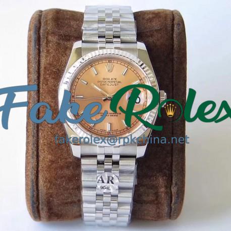 Replica Rolex Datejust 36MM 116234 AR V2 Stainless Steel 904L Rose Gold Dial Swiss 3135